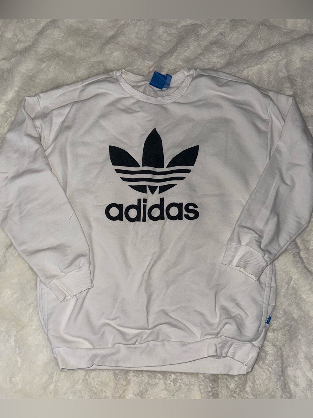 adidas White Crewneck Sweatshirt with Black Trefoil